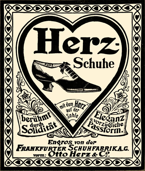 Herz-Schuhe 1907, Reklame