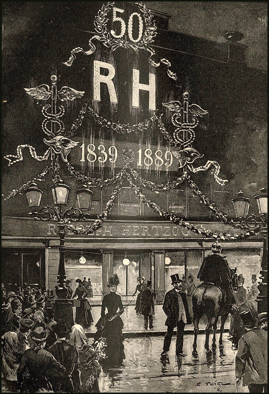 Illuminiertes Geschäftshaus Rudolf Herzog